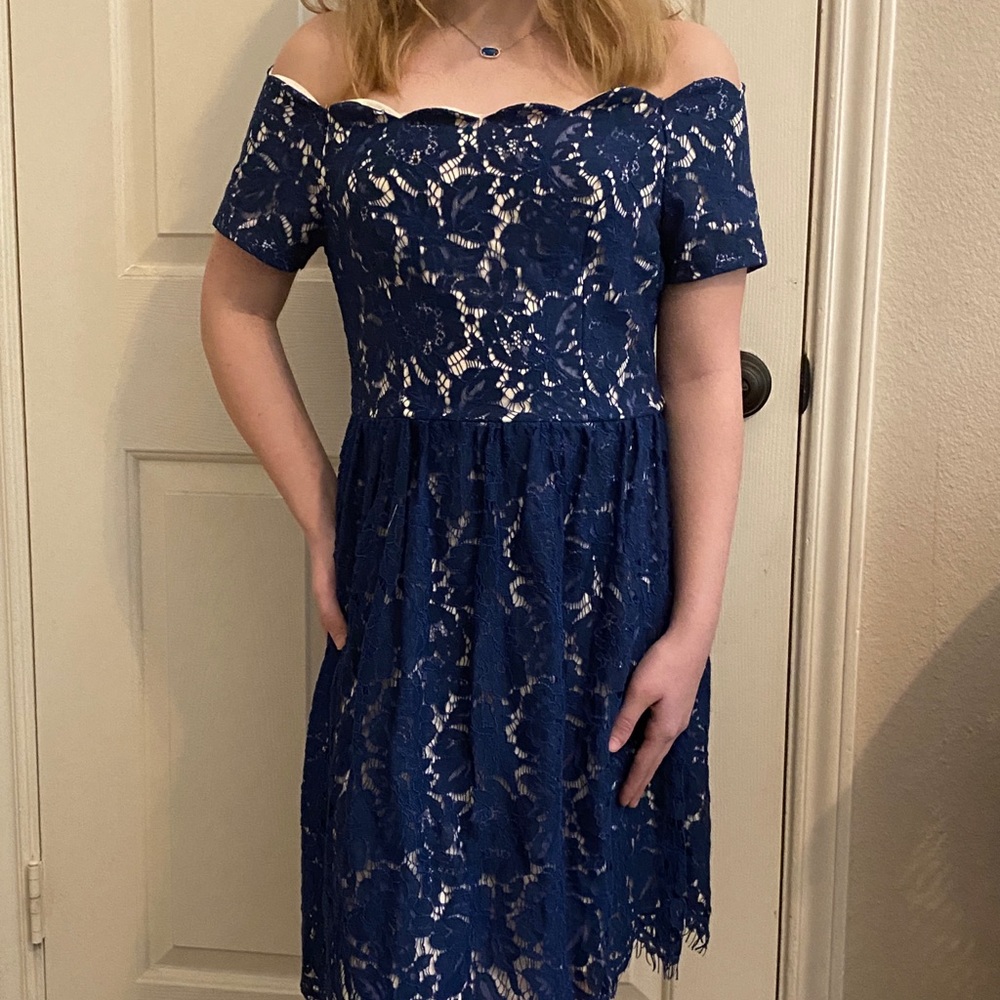 blue lace dress